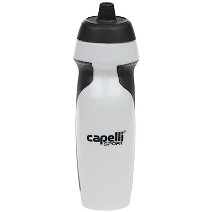Capelli Sport Sports Water Bottle, Plastic Squeeze Water Bottle with Easy Open Nozzle and Grip Panels, White - color: White