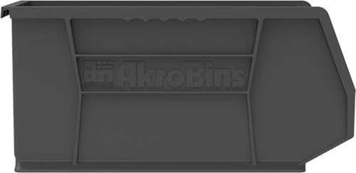 Akro-Mils 30240 AkroBins Plastic Storage Bins, 15"x8"x7", Black, 12-Pack | Space-Saving Stackable Bins for Garage, Pantry, Craft Organization - color: Black