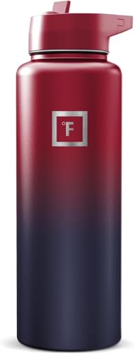 IRON °FLASK 40 oz Wide Mouth Water Bottle with Straw - color: Dark Rainbow, style: Straw - 40 Oz (1 Lid)