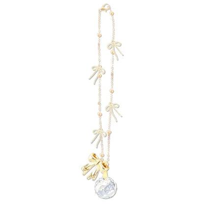 Bow Car Mirror Hanging Accessories - Gold Cute Coquettee Cars Charm - style: Bow