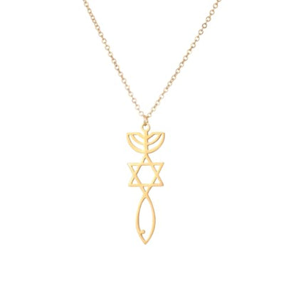 Stainless Steel Jewish Jewelry - Star of David/Hamsa Hand/Menorah/Israel Map Pendant – Israel Necklace for Women & Men - Religious Gifts for Hanukkah, Bar Mitzvah include a Gift Box - color: Gold-Messianic Seal Necklace
