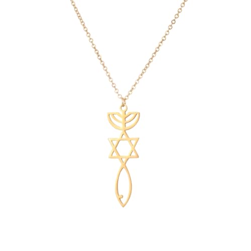 Stainless Steel Jewish Jewelry - Star of David/Hamsa Hand/Menorah/Israel Map Pendant – Israel Necklace for Women & Men - Religious Gifts for Hanukkah, Bar Mitzvah include a Gift Box - color: Gold-Messianic Seal Necklace
