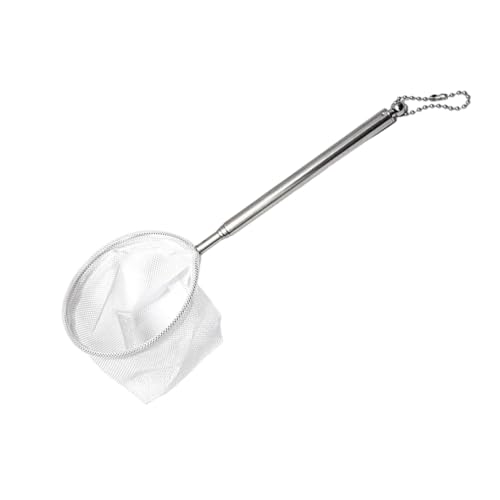 1 Pack Aquarium Tank Small Fishing Nets, Round Shrimp Net with Extendable Handle, Fine Mesh Aquarium Skimming Net - color: White