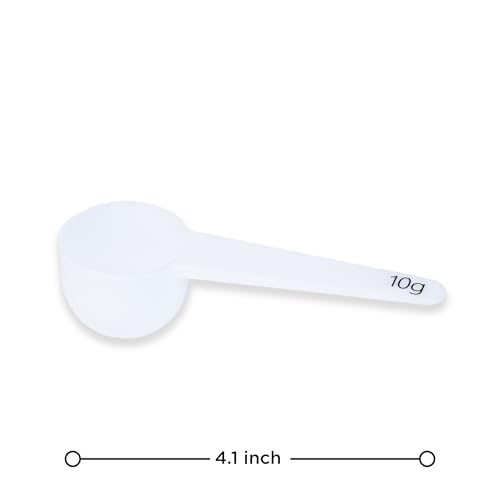 Measure spoons | measuring spoons set of 6 | exact dosing 3 gram scoop, 5 gram scoop, 7,5g, 10g, 15g, 30g | kitchen measuring set for powder and liquids | plastic medicine spoon and cups