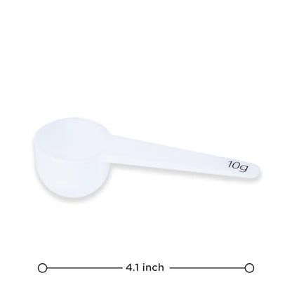 Measure spoons | measuring spoons set of 6 | exact dosing 3 gram scoop, 5 gram scoop, 7,5g, 10g, 15g, 30g | kitchen measuring set for powder and liquids | plastic medicine spoon and cups