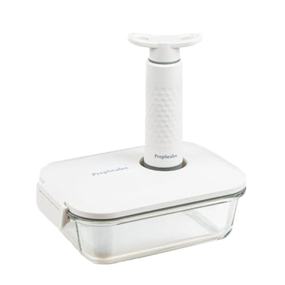 Food-Saving Glass Vacuum Container with manual hand pump. Everyday keep food fresh, Meal Prep, Marinade, Borosilicate Glass (PS-GVC-1L-Wh).