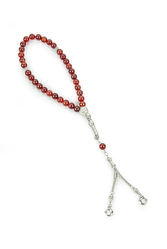 ihvan online, Islamic Prayer Beads (8mm – 33 Beads), Natural Stone Muslim Prayers Bead, Daily Dhikr Tasbeeh, Subha Tasbih Gift for Ramadan Hajj Umrah, Agate Stone Muslim Rosary, Orange - color: Agate Stone - Orange, size: 8mm ( 33 Beads )