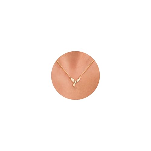 VRIUA Gold Necklace for Women, 14K Gold Plated Dainty Charm Necklace - color: Flying Dragon