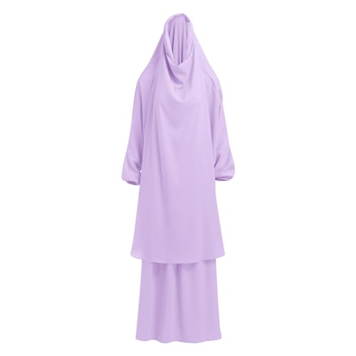 ODIZLI Two Pieces Jilbab and Dress for Muslim Women Long Khimar and Skirt Available for Prayer - color: Light Purple