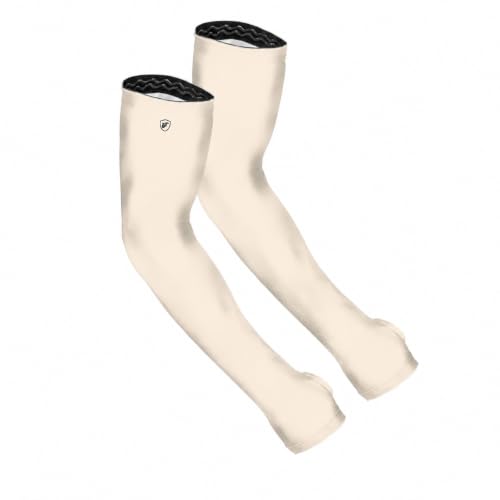 FARMER'S DEFENSE Gardening Arm Sleeves|UV Cooling Protective Sleeve Women & Men|Anti-Scratch Cover Sun UPF Outdoor Protection - Cream - XS - color: Cream, size: X-Small