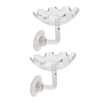 VOSAREA 2pcs Shrimp Feeding Basin Acrylic Aquarium Feeder with Cup for Healthy Shrimp Growth Transparent Fish Tank Accessory