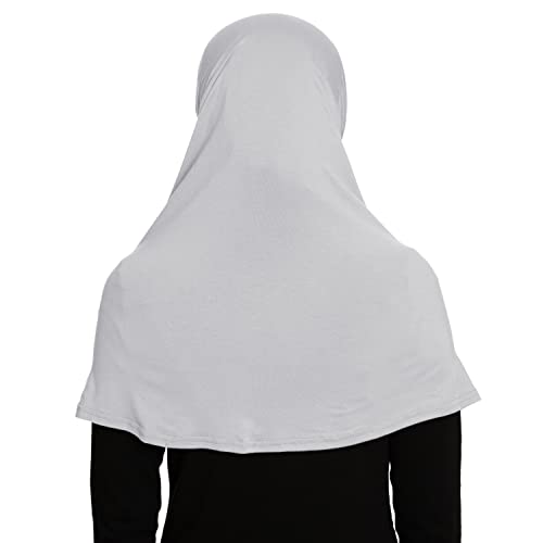 TheHijabStore.com Women's 2 Piece Amira Jersey Hijab - Soft Modal Stretch Head Scarf with Tube Under Scarf Cap - color: White