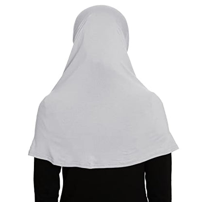 TheHijabStore.com Women's 2 Piece Amira Jersey Hijab - Soft Modal Stretch Head Scarf with Tube Under Scarf Cap - color: White
