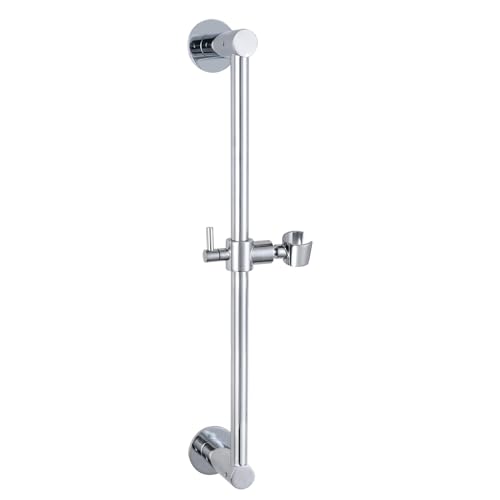 Shower Slide Bar Adjustable Handheld Shower Head Holder Wall Mount - 15inch All-Metal Shower Head Slide Bar Compatible with Bathroom Drill Free Glue Installation - Brushed - color: Brushed-Nickel, size: 15inch