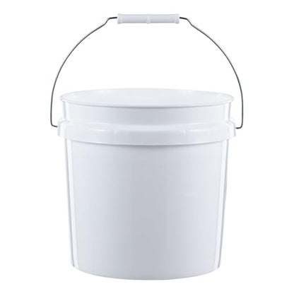 (2 Pack) 2 Gallon Round Plastic Utility Bucket | Comfort grip handle, durable white cleaning & storage pail for home, garage and garden
