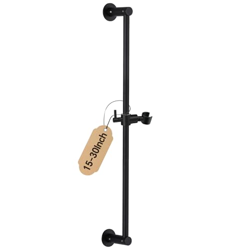 Shower Slide Bar Adjustable Handheld Shower Head Holder Wall Mount - 30inch All-Metal Shower Head Slide Bar Compatible with Bathroom Drill Free Glue Installation - Black - color: Matte Black, size: 30inch