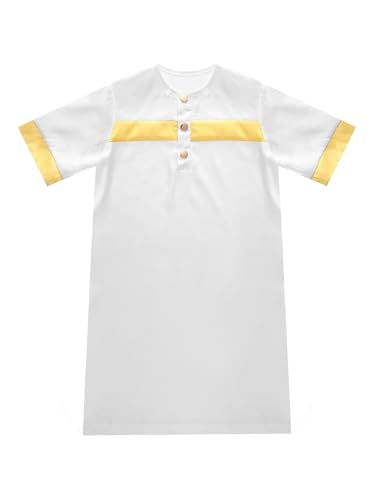 JEATHA Infant Traditional Crew Neck Button Down Middle Eastern Thobe Kaftan Outfit for Ramadan Eid Prayer Occasions - color: White, size: 4T
