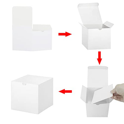 Bonfasvo Gift Boxes 30 Pack 4x4x4 inches White Fold Kraft Paper Boxes Bridesmaids Proposal Box Cupcake Boxes Easy Assemble Boxes with Lids for Wedding Birthday Party Christmas - color: 4x4x4 Inch (White)-30 Pack