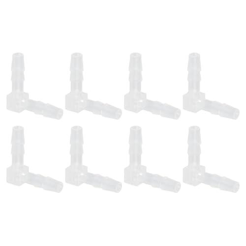 uxcell 5/32" Hose Barb Fitting, 8 Pcs Equal Barbed 90 Degree Elbow L Shaped 2 Way Plastic Splicer Joint Mender Adapter Union Fitting for Air Line Tubing Pipe Household Fuel Gas Liquid - size: 5/32"