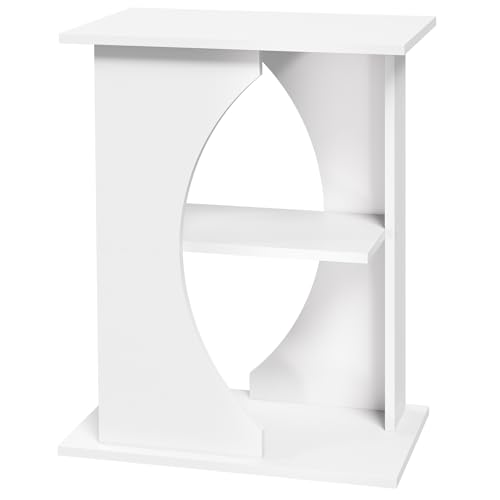 MAHANCRIS 10 Gallon Fish Tank Stand, Wooden Aquarium Stand with 3-Tier Storage Shelves, Heavy Duty Turtle Reptile Terrarium Tank Stand for Home Office, 23.6" L x 11.8" W x 29.9" H, White FTWT7601 - color: White