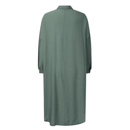 Prayer Clothes for Muslim Women One-Piece Long Sleeve Islamic Prayer Dress O Neck Lightweight Maxi Dress Dress - color: Green, size: XX-Large