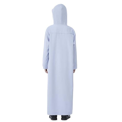 Xiaojmake Dubai Abaya Thobe Elegant Ramadan for Boys Zip Arabic Prayer Clothes with Pockets Islamic Muslim Outfits 3-15Y - color: Gray, size: 12-13 Years