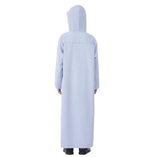 Xiaojmake Dubai Abaya Thobe Elegant Ramadan for Boys Zip Arabic Prayer Clothes with Pockets Islamic Muslim Outfits 3-15Y - color: Gray, size: 10-11 Years