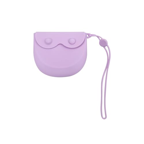1PC Silicone Retainer Case with Lanyard, Cute Vent Holes Denture Box, Mouth Guard Case Travel Holder for Girls, Women, Men (Pink with Lanyard) - color: Purple with Lanyard