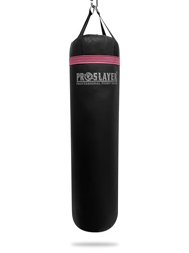 100lb Boxing MMA Heavy Punching Bag UNFILLED - Made in USA - color: Black/Pink
