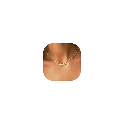 DayOfShe Custom Tiny Name Necklaces for Wedding Bridesmaid Gifts Best Friend Birthday Gifts, 18K Gold Plated Dainty Name Necklace Personalized Christmas Jewelry Gifts - color: Thick Curb Chain