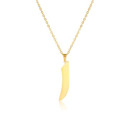 Stainless Steel Arabic Letter 'Alif' Pendant Necklace, Unisex Initial Jewelry - color: Style 01, size: Gold Color