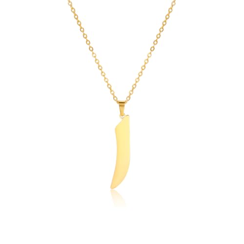 Stainless Steel Arabic Letter 'Alif' Pendant Necklace, Unisex Initial Jewelry - color: Style 01, size: Gold Color