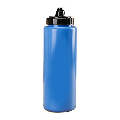 1L Water Bottle with Convenient Squeeze Cap and Long Straw for Athletes on the Move Easy Hydration (Blue) - color: Blue