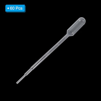PATIKIL 1ml Pipettes Dropper, 60pcs Plastic Pipettes Disposable Pipette Transfer Pipette Calibrated Plastic Eye Dropper with Scale for Science Laboratory Resin DIY Crafts Art Makeup Oils - size: 1ml