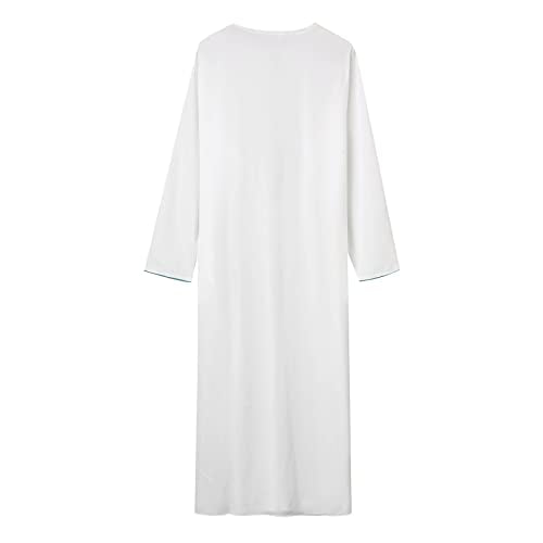 Alalaso Mens Kaftan Thobe Islamic Saudi Arabic Middle East Robes Solid Color Lightweight Long Sleeve Clothing Ramadan Jubbah - color: 1-white, size: Large