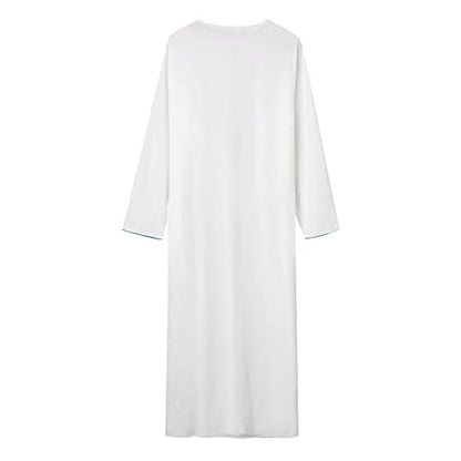Alalaso Mens Kaftan Thobe Islamic Saudi Arabic Middle East Robes Solid Color Lightweight Long Sleeve Clothing Ramadan Jubbah - color: 1-white, size: Large