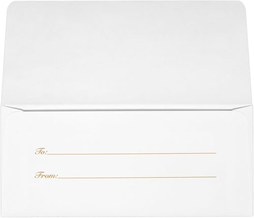 LUXPaper 화폐 봉투 | 6.4 x 16.5cm(2 7/8 x 6 1/2인치) | 선물 - 골드 리본 - 화이트 | 31.8kg(70파운드) 텍스트 | 250 수량 - color: 골드 리본., size: 250 Qty.
