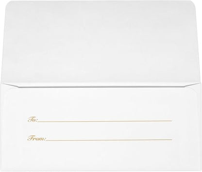 LUXPaper 화폐 봉투 | 6.4 x 16.5cm(2 7/8 x 6 1/2인치) | 선물 - 골드 리본 - 화이트 | 31.8kg(70파운드) 텍스트 | 250 수량 - color: 골드 리본., size: 250 Qty.