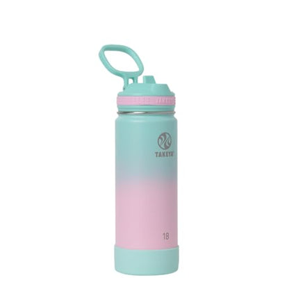 Takeya 18 oz Actives Stainless Steel Water Bottle with Straw Lid – Leakproof, Double-Wall Insulated, Keeps Drinks Cold 24 hrs/Hot 12 hrs, BPA-Free, Powder-Coated, Gym & Travel, Ombre Dream - color: Ombre Dream, size: 18 Ounces