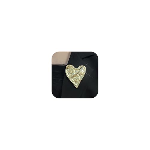 Gold Hammered Heart Pleated Brooches Pins for Women Fashion Geometric Love Shaped Hijab Pin Clothes Costume Outfit Brooch Trendy Large Statement Jewelry - color: Gold