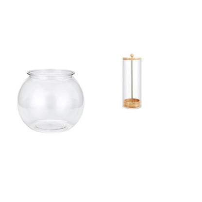 Baoblaze Transparent Small Fish Tank Straw Organizer Vase for Office Table Home Decor Plants and Reusable Counter Makeup Brush Holder