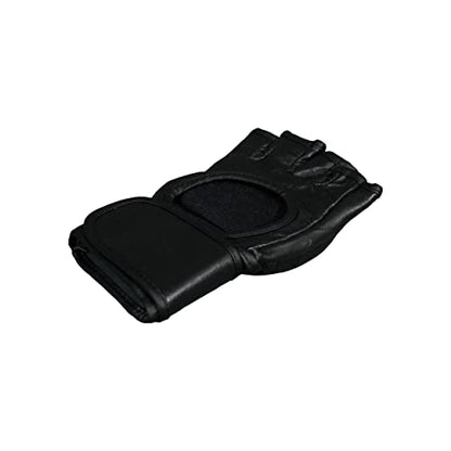 Flight MMA Fight Gloves, Leather Sparring Gloves for MMA & Grappling, Adjustable Wrist Band, Open Palms - color: Black, size: X-Large