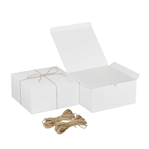 Xxcxpark 16 PCS White Gift Boxes 8x8x4 Inches, Decorative Party Favor Kraft Paper Gift Packaging Box with Lid for DIY Crafting, Cube, Cupcake, Kraft Present Boxes for Birthday, Wedding - color: 8x8x4 Inch (White)-16 PCS