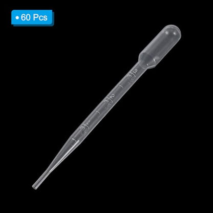 PATIKIL 3ml Pipettes Dropper, 60pcs Plastic Pipettes Disposable Pipette Transfer Pipette Calibrated Plastic Eye Dropper with Scale for Science Laboratory Resin DIY Crafts Art Makeup Oils - size: 3ml