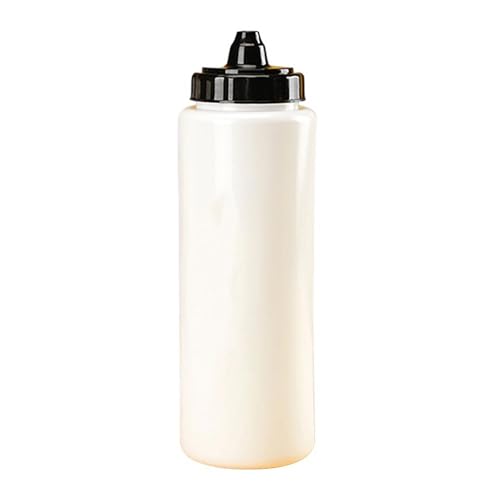 1L Water Bottle with Convenient Squeeze Cap and Long Straw for Athletes on the Move Easy Hydration (White) - color: White