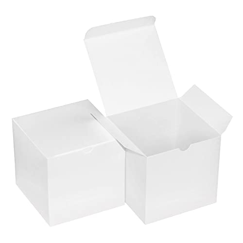 Xxcxpark 48 PCS White Gift Boxes 4x4x4 inches, Decorative Party Favor Gift Packaging Box with Lid for DIY Crafting, Cube, Cupcake, Kraft Present Boxes for Birthday, Wedding, Anniversary - color: 4x4x4 Inch (White)-48 PCS