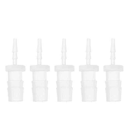1/16" to 1/4" Hose Barb Fitting Hose Straight Reducing Coupler | 5 Pcs, Plastic, Clear, Fits 1/16" to 1/4" ID Flexible Tube, Barb Reducer Fitting, for Aquarium, Fountain, Drip Irrigation - size: 1/16"-1/4"