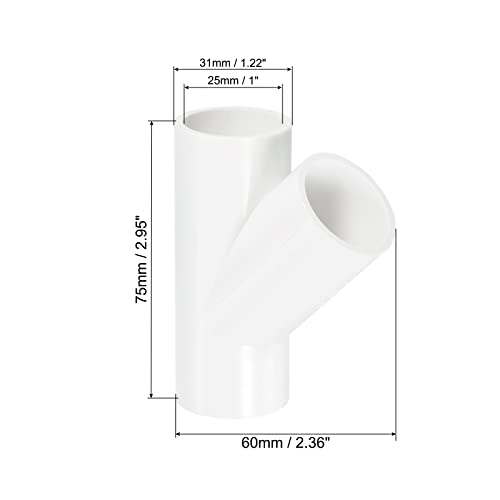 PATIKIL 25mm PVC Pipe Fittings, 2 Pack 3 Way 45 Degree Angle Water Tubing Joint Connectors Adapters for Garden Irrigation Home Aquarium - size: 25mm