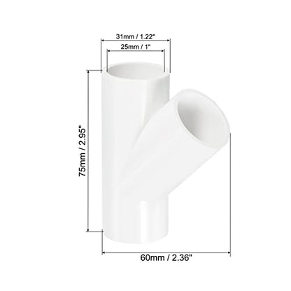 PATIKIL 25mm PVC Pipe Fittings, 2 Pack 3 Way 45 Degree Angle Water Tubing Joint Connectors Adapters for Garden Irrigation Home Aquarium - size: 25mm