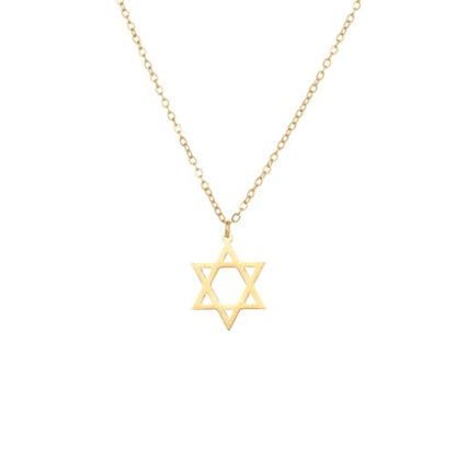 Stainless Steel Jewish Jewelry - Star of David/Hamsa Hand/Menorah/Israel Map Pendant – Israel Necklace for Women & Men - Religious Gifts for Hanukkah, Bar Mitzvah include a Gift Box - color: Gold-Star Of David Necklace